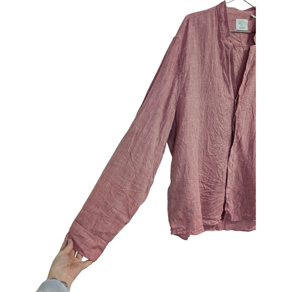 Murano Baird McNutt V Neck Button Front Shirt 100% Linen Brick Red XXL - Picture 5 of 8